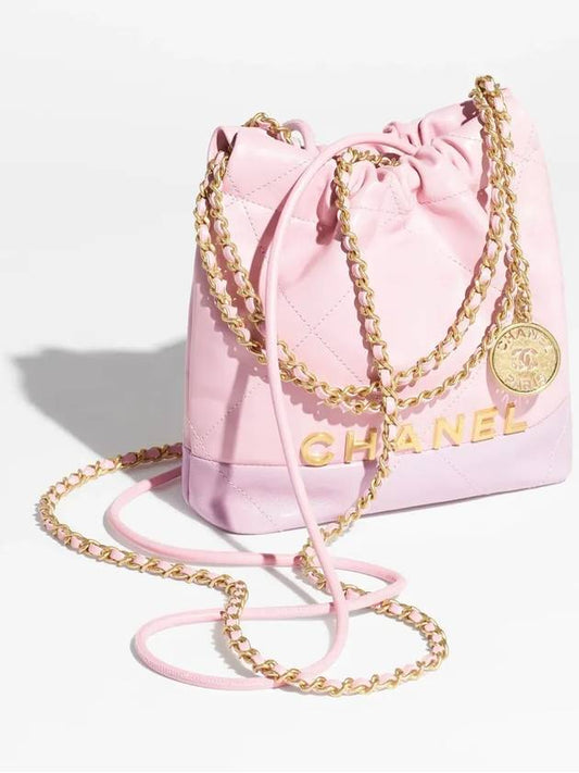 22 Mini handbag two bag shiny calfskin light pink purple gold AS3980 B16647 NY225 - CHANEL - BALAAN 2