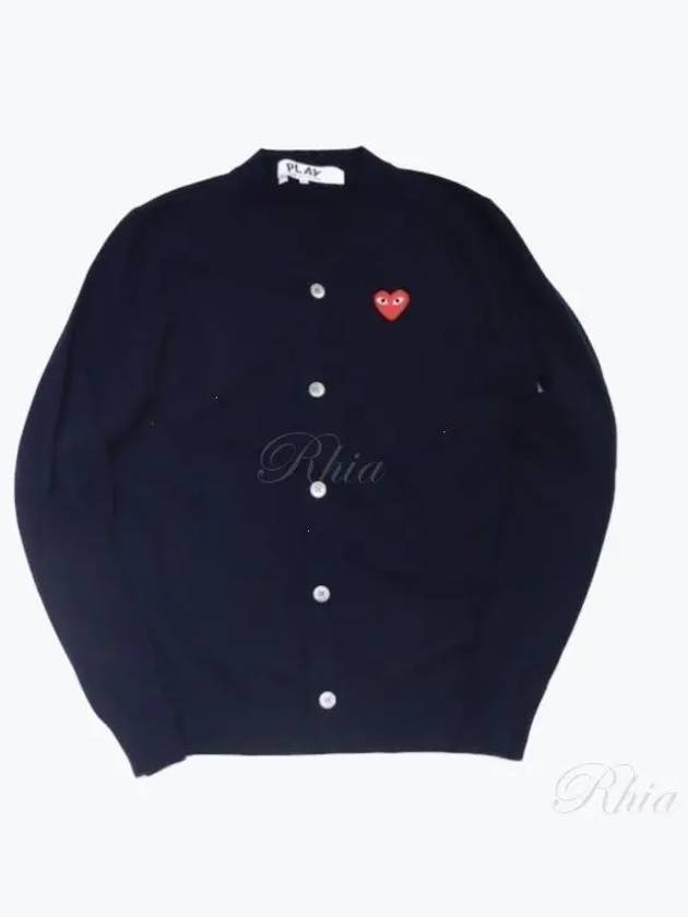 Heart Wappen V-Neck Cardigan Navy - COMME DES GARCONS - BALAAN 2