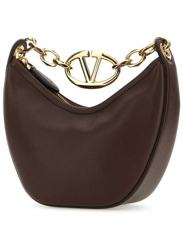 V Logo Zip-Up Small Tote Bag Brown - VALENTINO - BALAAN 3