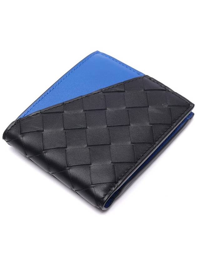 Intrecciato Two-Tone Half Wallet Black Blue - BOTTEGA VENETA - BALAAN 6