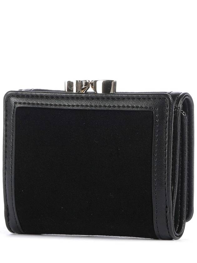 Velvet Small Frame Cotton Half Wallet Black - VIVIENNE WESTWOOD - BALAAN 5