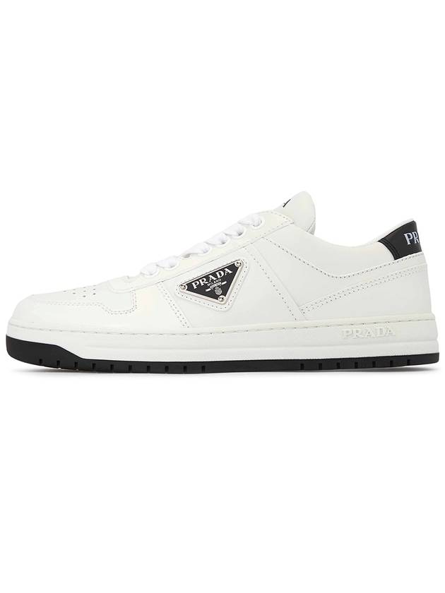 Downtown Perforated Leather Low Top Sneakers White - PRADA - BALAAN.