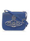 Linda Logo Plaque Saffiano Leather Cross Bag Blue - VIVIENNE WESTWOOD - BALAAN 2