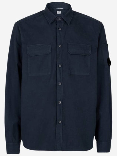 Men's Gabardine Lens Wappen Long Sleeve Shirt Navy - CP COMPANY - BALAAN 2