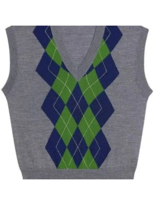 Argyle jacquard knit vest gray FKS704KN00050502 1135379 - AMI - BALAAN 1