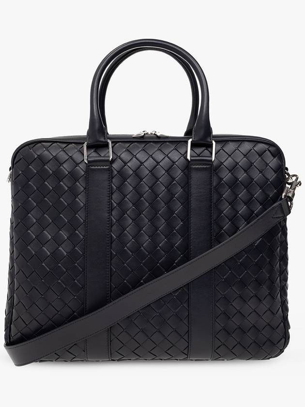 Bottega Veneta ‘Classic Intrecciato Large’ Briefcase, Men's, Navy Blue - BOTTEGA VENETA - BALAAN 1