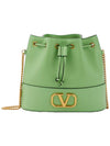 V Logo Signature Chain Napa Leather Bucket Bag Mint - VALENTINO - BALAAN 1