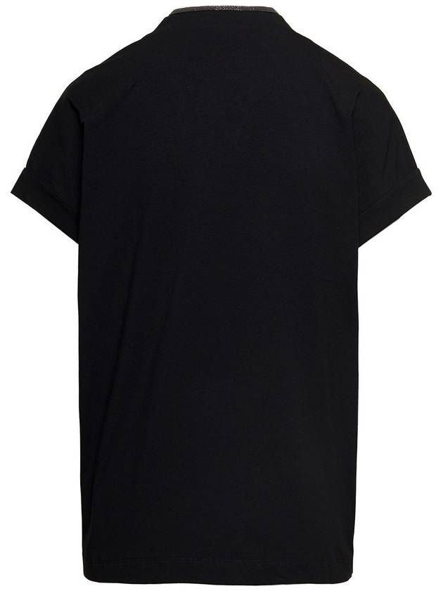 Monilli V-neck short sleeve t-shirt black - BRUNELLO CUCINELLI - BALAAN 3