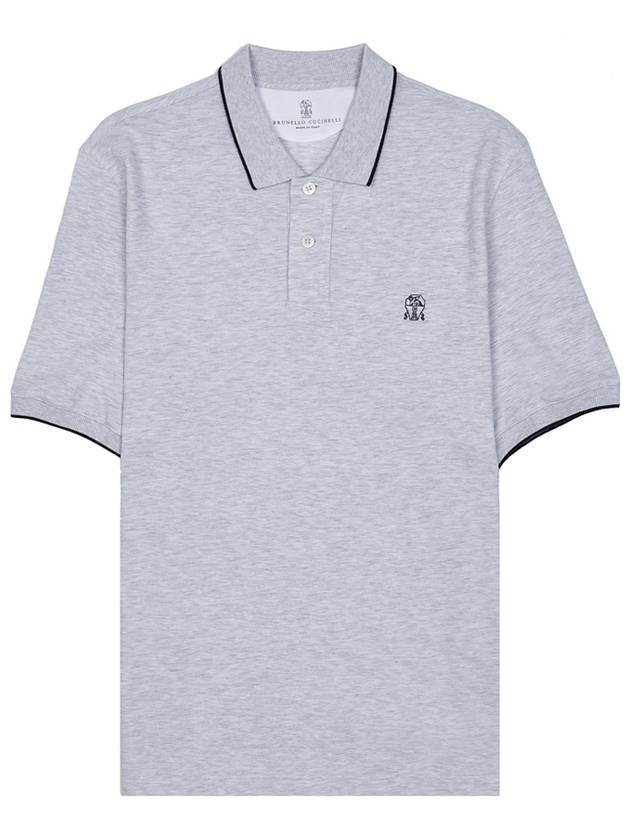 Logo Embroidered Short Sleeve Polo Shirt Heather Grey - BRUNELLO CUCINELLI - BALAAN 10