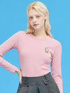 Women s Daisy Patch Slim T Shirt Pink MCFW24LT4PK - MACKY - BALAAN 1