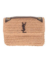 Nikki Chain Midium Raffia Leather Shoulder Bag Natural - SAINT LAURENT - BALAAN 1