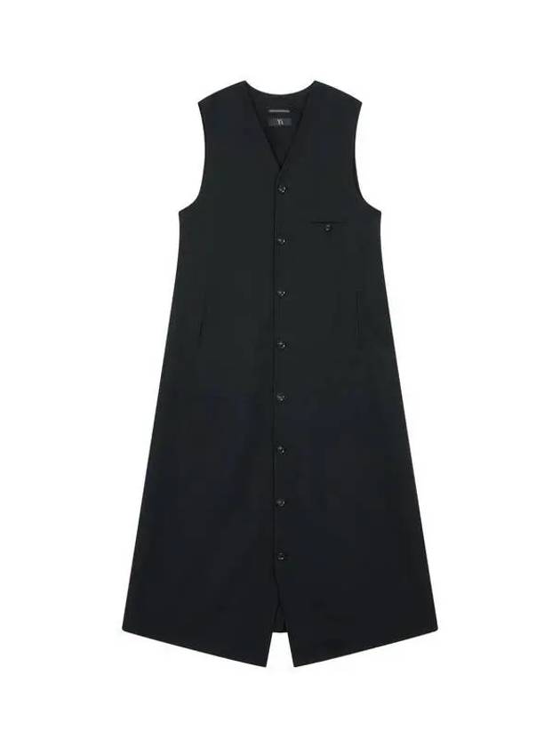 Yohji Yamamoto Y s Women Wool Twill Button Up Dress Black - YOHJI YAMAMOTO - BALAAN 1