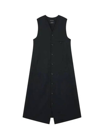 Yohji Yamamoto Y s Women Wool Twill Button Up Dress Black - YOHJI YAMAMOTO - BALAAN 1