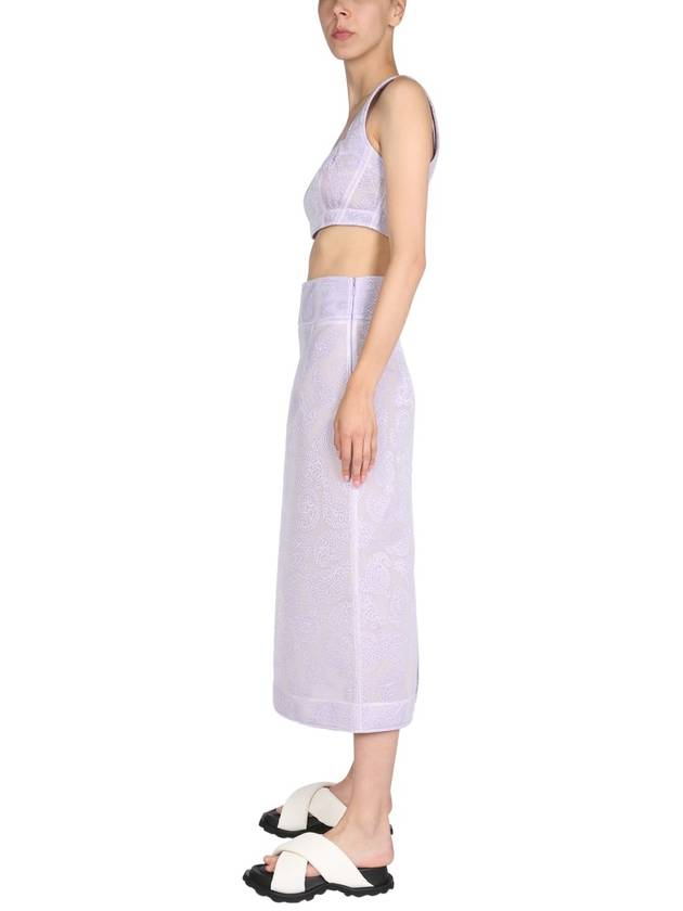 Women's Embroidered Cropped Sleeveless Purple - JIL SANDER - BALAAN 3