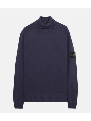 Wappen Patch Cotton Knit Turtleneck Blue - STONE ISLAND - BALAAN 1