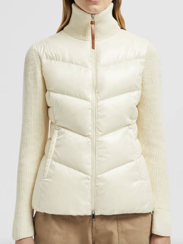 Women s diagonal quilted padded wool zip up cardigan cream - MONCLER - BALAAN 2