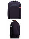 Logo Crew Neck Cotton Sweatshirt Navy - MONCLER - BALAAN 5