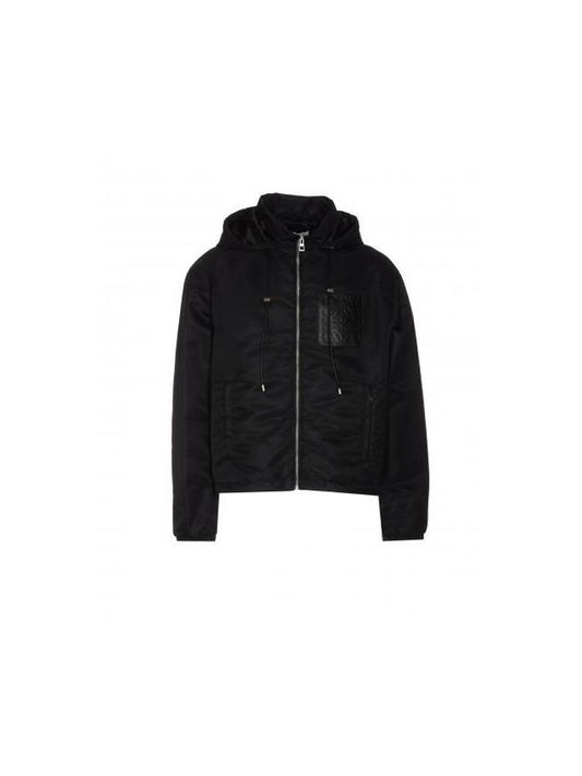 Anagram Drawstring Padded Hooded Jacket Black - LOEWE - BALAAN 1
