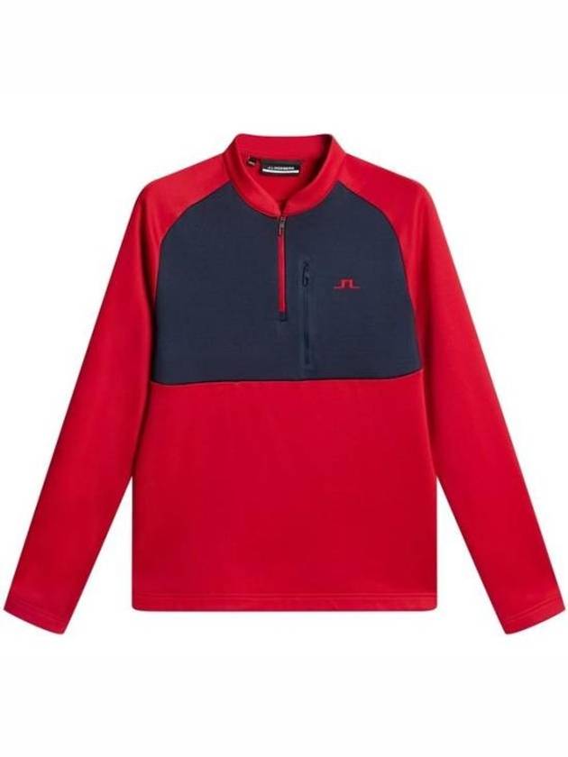 Adam Quarter Zip Mid Layer Long Sleeve T-Shirt Barbados Cherry - J.LINDEBERG - BALAAN 1