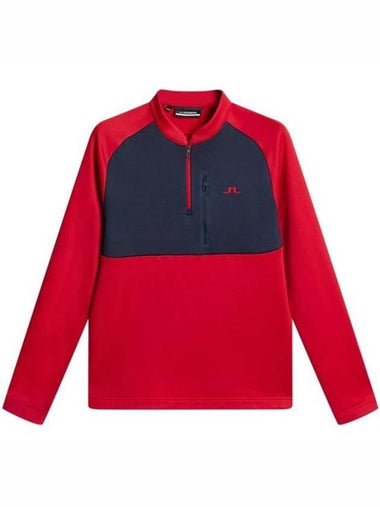 Adam Quarter Zip Mid Layer Long Sleeve T-Shirt Barbados Cherry - J.LINDEBERG - BALAAN 1