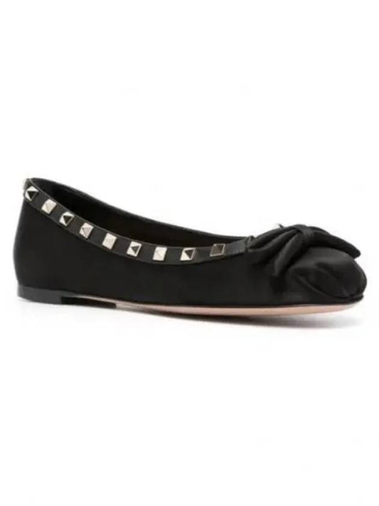 Rockstud Patent Leather Ballerina Black - VALENTINO - BALAAN 2