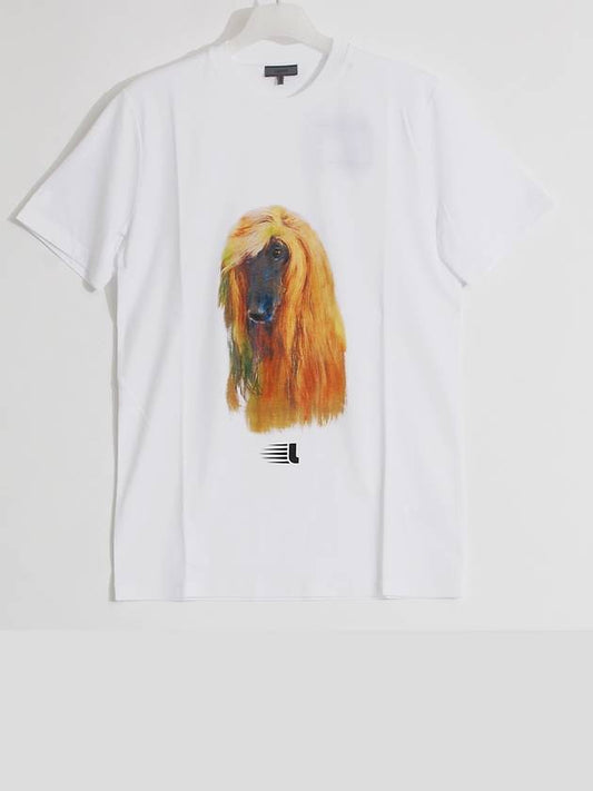 18SS Afghan Hound Print Short Sleeve White RMJE0003 00 - LANVIN - BALAAN 1