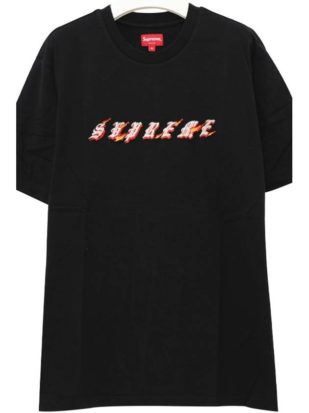 SS22KN81 BLACK Fire Logo T Shirt - SUPREME - BALAAN 4