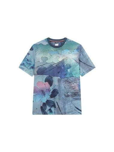 Narcissus Print T Shirt Blue Green - PAUL SMITH - BALAAN 1