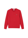 Men's Cable Knit Top Red - LACOSTE - BALAAN 1