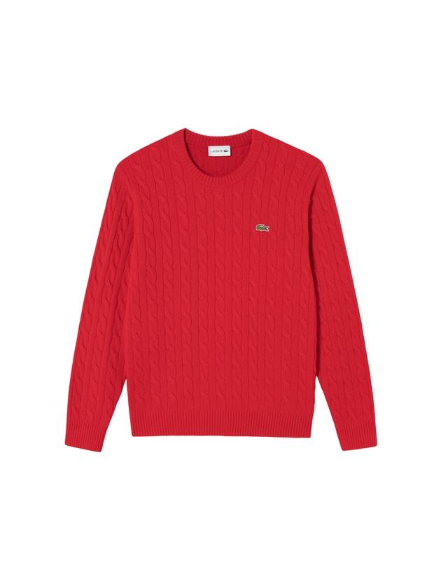 Men's Cable Knit Top Red - LACOSTE - BALAAN 1