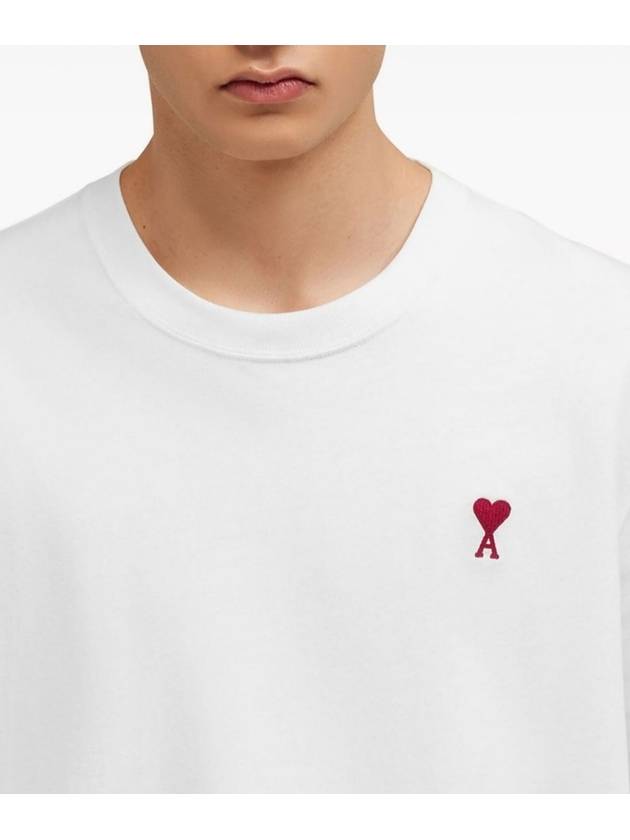 Small Heart Logo Boxy Fit Short Sleeve T-Shirt White - AMI - BALAAN 5