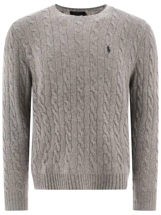 Embroid Logo Cable Knit Top Grey - POLO RALPH LAUREN - BALAAN 6