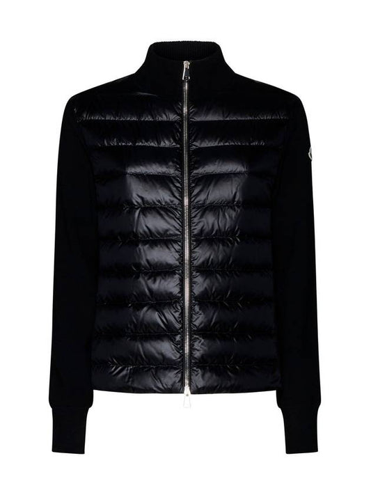 Tricot Padded Wool Cardigan Black - MONCLER - BALAAN 1