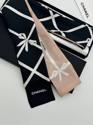 Ribbon Twilly Scarf Hairband Black Pink AAA393 - CHANEL - BALAAN 1