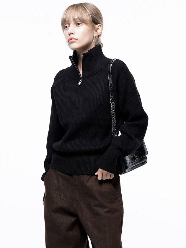 Four Woman Women s Soft Cable Half Zip up Knit Black W243TP01BK - CHANCE'S NOI - BALAAN 3