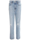 Women's 70s Destroyed Straight Jeans Sunfaded Indigo - RE/DONE - BALAAN 1