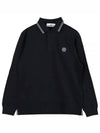 Patch Cotton Polo Long Sleeve T-Shirt Navy - STONE ISLAND - BALAAN 2