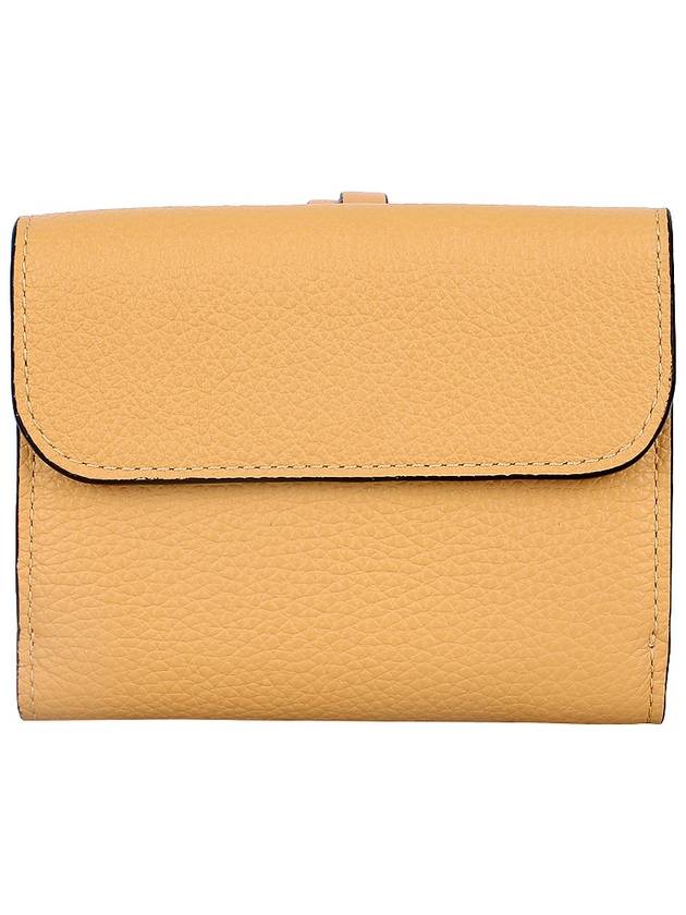 Alphabet Grain Leather Flap Small Half Wallet Yellow - CHLOE - BALAAN 5