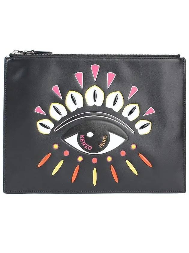 Big Eye Embroidery Clutch Bag Black - KENZO - BALAAN 3