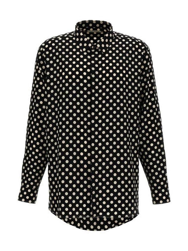 Polka Dot Silk Long Sleeve Shirt Black - SAINT LAURENT - BALAAN 1