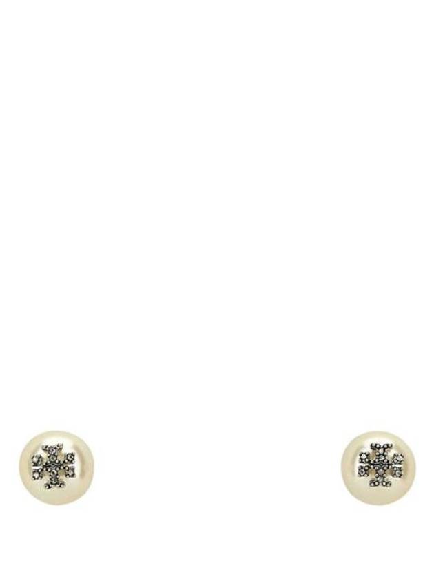 Kira Pearl Stud Earrings Silver White - TORY BURCH - BALAAN 2