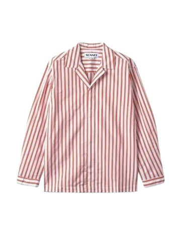 Stripe Poly Silk Long Sleeve Shirt Off White Red - SUNNEI - BALAAN 1