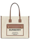 Medium Two-Tone Canvas and Leather Freya Tote Bag Natural Tan - BURBERRY - BALAAN 2