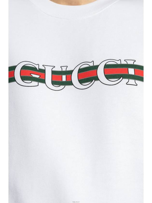 Print Cotton Jersey Sweatshirt White - GUCCI - BALAAN 4