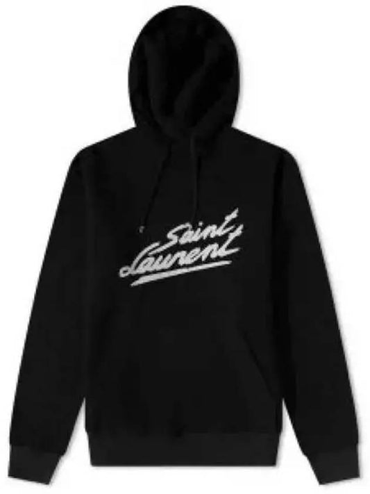 Signature Logo Hoodie Black - SAINT LAURENT - BALAAN 2