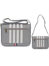 Pebble Grain 4 Bar Reporter Shoulder Bag Light Grey - THOM BROWNE - BALAAN 2