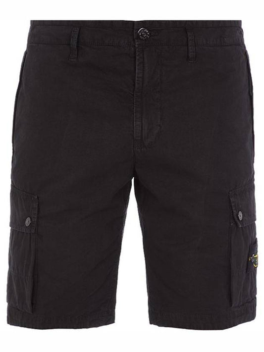 Men's Logo Patch Cargo Bermuda Shorts Black - STONE ISLAND - BALAAN 2