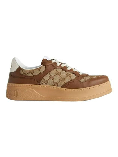 GG Supreme Canvas Low Top Sneakers Brown Beige - GUCCI - BALAAN 1