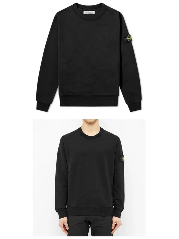 Men's Wappen Patch Round Cotton Nylon Fleece Sweatshirt Black - STONE ISLAND - BALAAN 5