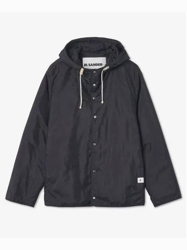 Press-Stud Fastened Hooded Jacket Navy - JIL SANDER - BALAAN 2